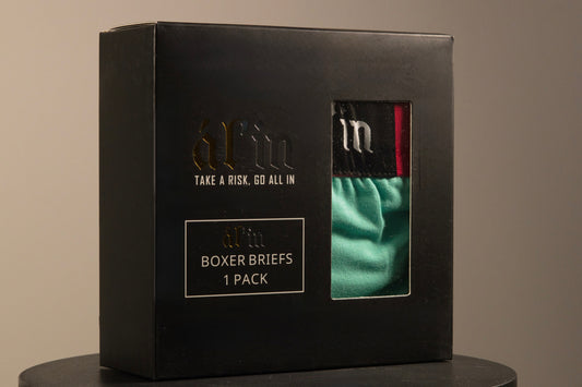 ál'in Mens Cyan Cotton Boxer Briefs 1 Pack
